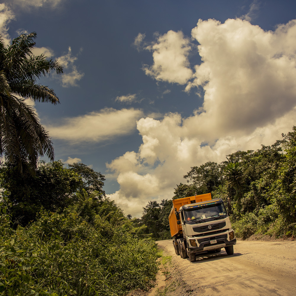 Volvo FMX on dirt road.