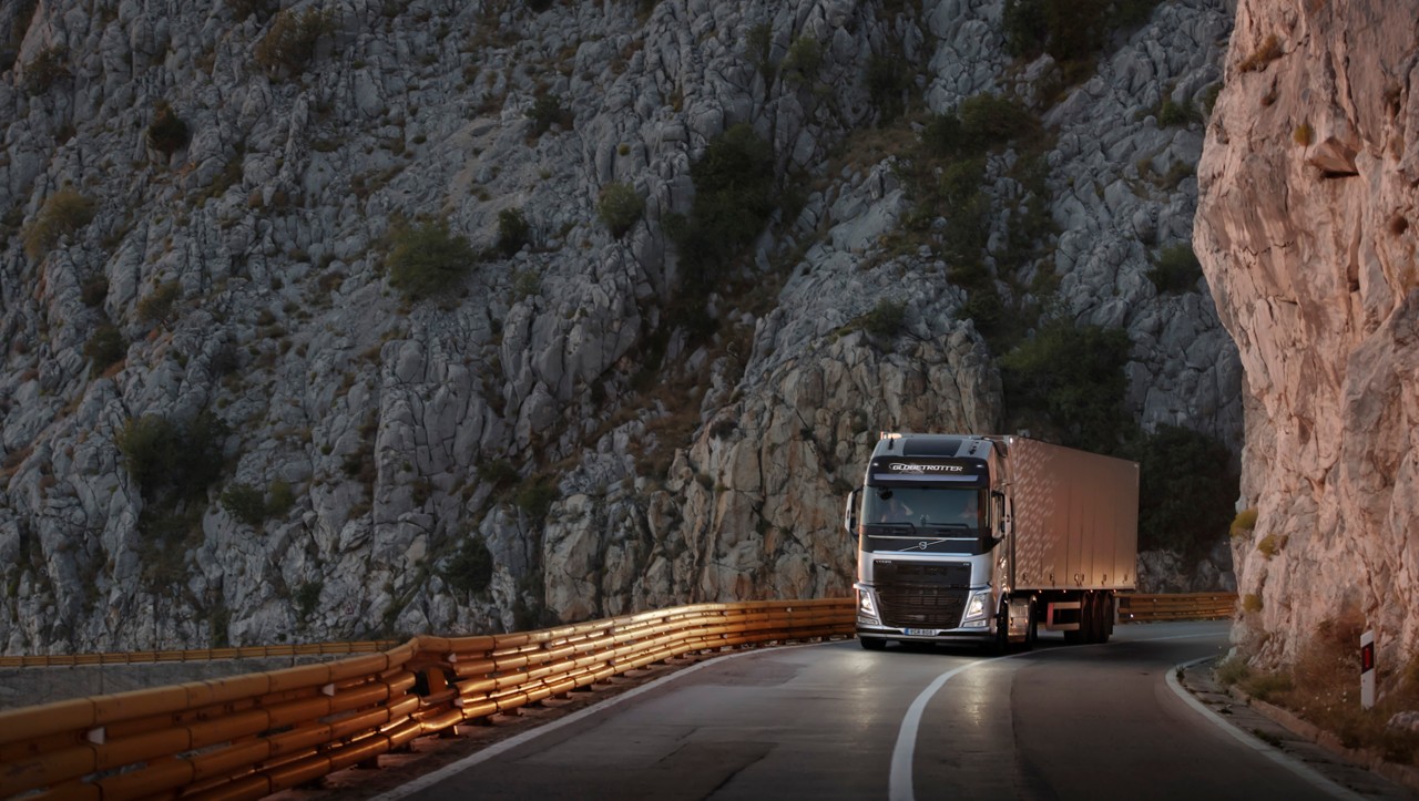 Volvo FH driving in mountain area