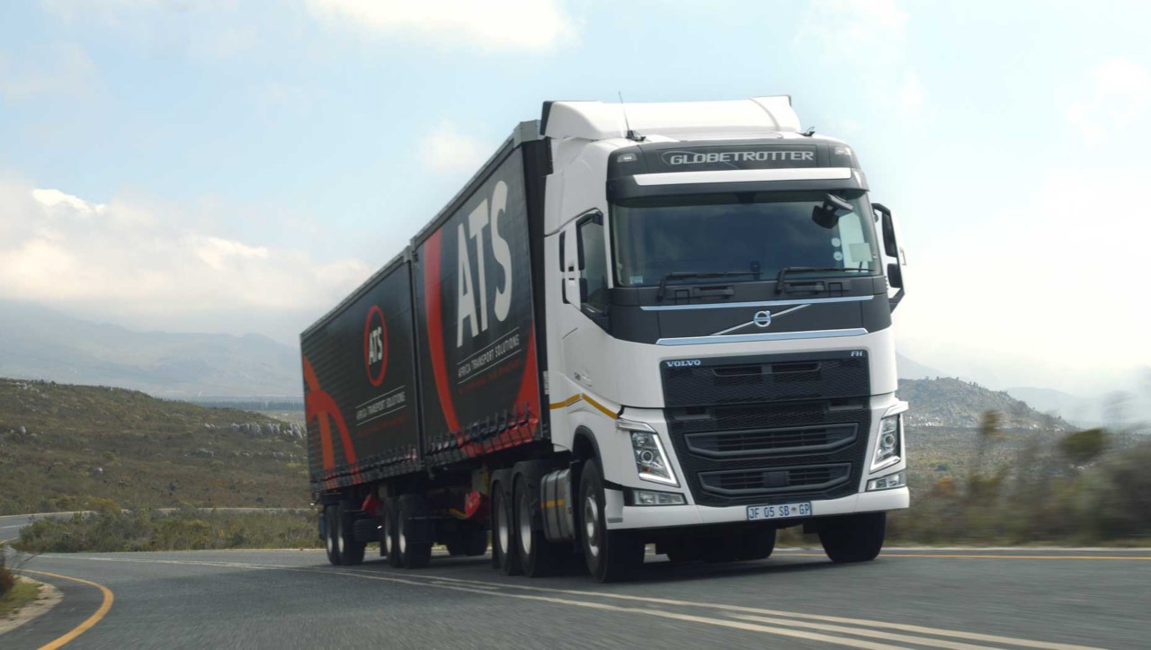 Close-up of the Volvo FH ATS truck on the road
